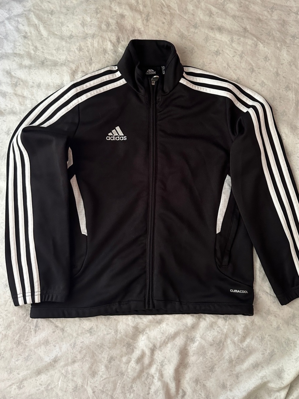 adidas Black Track Jacket with White Three-Stripes